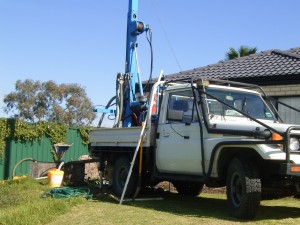 Drilling a 20 metre submersible bore typical in Thornlie